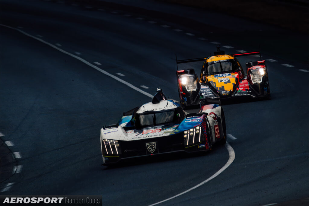 Peugeot 9X8 Hypercar and Oreca 07 LMP2 at 2023 24 Hours of Le Mans