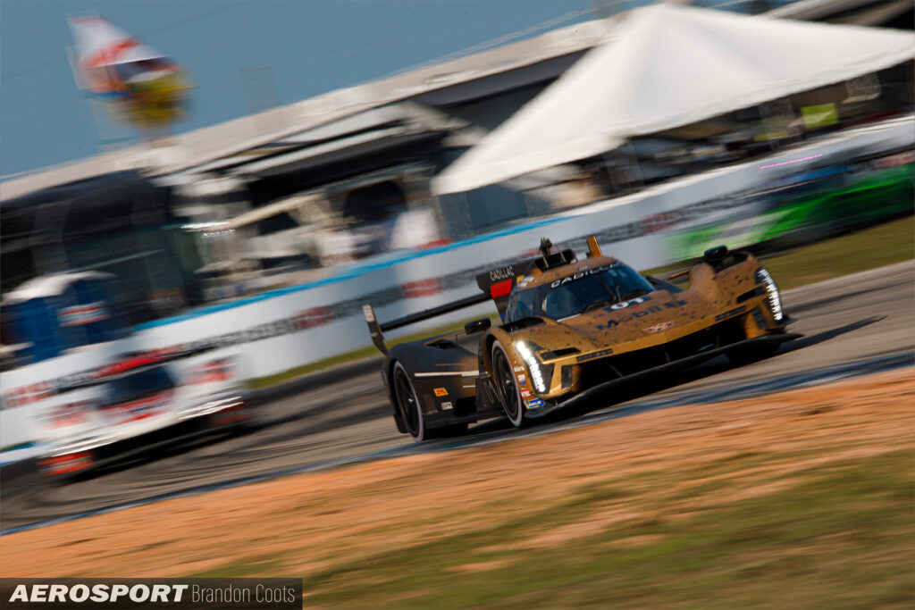 Chip Ganassi Racing #01 Cadillac V LMDH in special Golden livery at IMSA 12 Hours of Sebring 2024